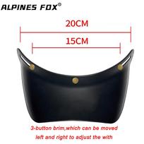 Retro Motorcycle Helmet Brim & Lens Visor Shield Goggles Glasses Sunblock Shade Open Face Moto Helmet Anti UV 3 Snap Button Brim Brims