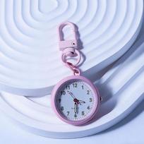 Quartz Movement Keychain Pocket Watch Metal Student Exam Timer Bag Charm  Night Walking rožinė