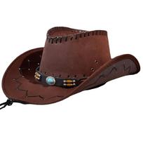 Polyester Fedora Hat Leather Belt Sun Hat Classic Western Cowboy Hat  Beach kava