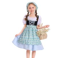 Bavarian Girl Dress , Oktoberfest Children's Costume , European Outfit S mėlyna