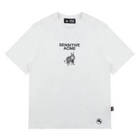 Monkey Flower Unisex Minhwa Monkey Embroidery Regular Fit Short Sleeve T-Shirt / Mm1Wts14U White Free