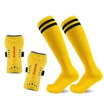 2 Pair PP/EVA Soccer Shin Guards & Over Knee Socks for Toddler Kids Youth Lightweight Protective Legging Support Defender Gear PP/EVA&S 26-34 geltona