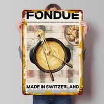 Fondue Swiss Cheese Dish Metal Poster Customized Wall Art Retro Vintage Tinplate Signs for Wand Deko Decoration Garage Man Cave 20X30CM