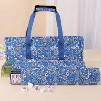 Lightweight Polyester American Mahjong Storage Bag Set 3-Piece Outdoor Camping & Travel Portable Anti-loss Zipper Organizer 52*8*25cm mėlyna