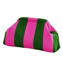 Stylish Pink & Green Striped American Mahjong Bag  Knitted Carrying Pouch for Mah Jongg Tiles Portable Storage Case S
