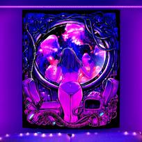 Cyberpunk Universe Window Tapestry Nebula Room Sci-Fi Enthusiast Living Room Theme Wall Hanging Decor 100X70CM