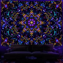Psychedelic Dark Light Tapestry with Fluorescent Trippy Mandala and Design for Trippy Room and Bedroom Wall Decor 100X70CM