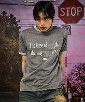 Mid Sun Perenne Youth Ringer Tee-Charcoal Red/M