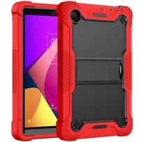 Customized TCL Tab 8 LE Protective Case Portable Hard PC Cover with Invisible Stand Plastic Back Silicon Bumper raudona