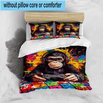 Monkey Gamer Adventure 3pcs Bedding,Including 1pc Duvet Cover And 2pcs Pillowcases Perfect for Christmas,Ideal for Bedroom, Dormitory 135cm*200cm