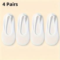4-Pair Women Mesh No-Heel Socks, ultra-thin invisible boat socks with silicone non-slip grip. Breathable and glossy, ideal daily wear and gift. One-size