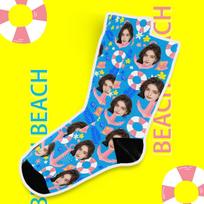 360 Digital Printing Spandex Blank Customized Socks ODM Service Low Minimum Order Quantity Quick Sample Delivery Beach 36-46 mėlyna
