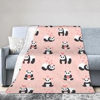 Cute Panda Blankets Velvet Summer Air Conditioning Animal Cartoon Multi-function Warm Throw Blankets for Bed Bedroom Rug Piece Size: 75*100cm, Weight: 230 GSM