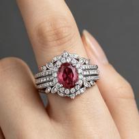New Silver Ruby Three-piece Ring European Beautiful Women's Jewelry Set no. 6