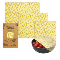 3pcs/Set Plastic Free Beeswax Wrap Paper Reusable Food Wrapping Paper Fresh Keeping Cloth  Fruit Style B