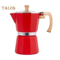 „Moka Pot“ espreso kavos virimo aparatas lengvai valomas viryklės kavos aparatas, aliuminio itališko dizaino kubietiškas kavos virimo aparatas, suteikiantis sodraus skonio 150ML raudona