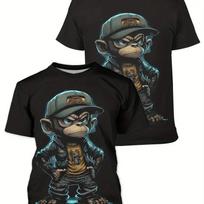 Gorilla Graphic Men's T-Shirt Oversized Short Sleeve Monkey 3D Print T Shirts For Men Casual Stylish O-neck Male Tops Hip hop S
