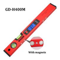 Skaitmeninis magnetinis gulsčiukas 360 laipsnių kampainis kampų ieškiklis aliuminio 400 mm elektroninis inklinometras liniuotė su LED ekranu red