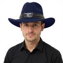 Bull Head Accessories Cowboy Bent Edge Top Hat Bent Eaves Ethnic Style Hat One Size tamsiai mėlyna