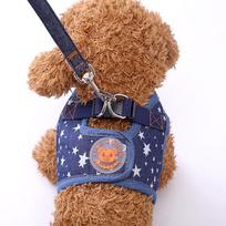 Mėlynas madingas džinsinio stiliaus šuns pakinktų liemenė Medium