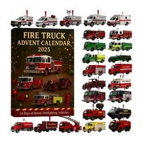 24 Days Surprise Advent Calendar Christmas Advent Calendar with 24 Acrylic Fireengine Toy Car For Festival Decoration 1