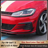 Automobilio priekinio buferio šoninio Canards buferio spoilerio apdaila, skirta VW Golf 7.5 MK7.5 GTI R Rline Priedai 2018 Blizgesys 7.5 GTI Carbon Fiber red