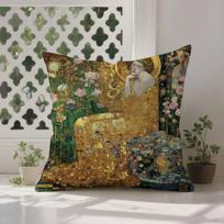 Gustav Klimt Oil Painting Pillow Case  Anti-dustmite Pillowcase Invisible zipper silky Sofa cushion cover 12x12Inch gray