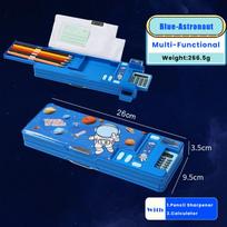 Plastic Pencil Case With Calculator/Pencil Sharpener Fun Mechanism Design Pencil Box Double Sided Use Multi-Functional Pen Bag