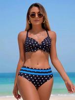 2025 Polka Dot Retro Bikini: Spicy Girl Two-Piece Bandeau Swimwear Small