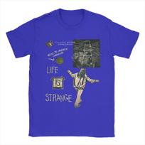 Life Is Strange Video Game  T-Shirt Beach  Y2K Fun T Shirts 100% Cotton Novelty Tee Shirt For Couple Short Sleeve Design Tees S mėlyna