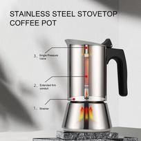 Large Capacity Moka Pot Stainless Steel Stovetop Espresso Maker  Coffee Making 2cup