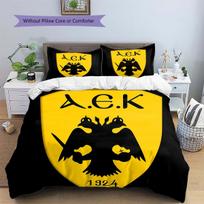 AEK Atėnai Futbolo Klubas Logotipo Raštas Lovatiesės, Antklodžių Komplektas Antklodės Užvalkalas Pagalvės Užvalkalas Namų Gimtadienio Dovana (1 * antklodės užvalkalas + 2 * pagalvės užvalkalai, be šerdies) 135x200cm