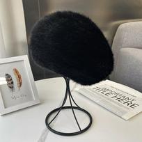 Autumn and Winter New Mink Hair Beret Female Korean Version Fashion Foreign Style Warm Ear Protection Versatile Fur Woven Painter Hat Elastic juoda