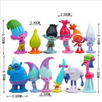12 vnt. Trolls Šakelė Skitter figūrėlė Šauni Žavinga Mielas Ir Žavus Anime Figūrėlė Žaislas Lėlė Modelis Dekoracija Gimimo Dienos Dovana