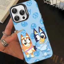 Animacinis šuo B-Bluey telefono dėklas, skirtas iPhone 16 15 14 13 12 11 Pro Max, matinis, atsparus smūgiams, galinis, apsaugantis nuo kritimo, matinis dangtelis iPhone 15 plus white