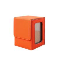 PU Window Collection Box Moisture-proof Magnetic Closure Card Deck Box with Lid Stain-resistant Trading Card Storage Box oranžinė