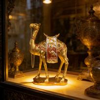 Gold Camel Resin Figurine, Exotic Decorative Camel Statue, Luxury Animal Sculpture for Home & Office