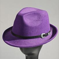 Veltinio Panama Fedora skrybėlė Trumpas kraštelis Trilby Plokščia skrybėlė Vyrams Moterims Homburg Bažnytinė Jazz skrybėlė reguliuojama 56-58cm purple