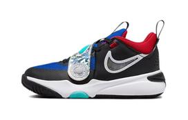 Nike Team Hustle D 11 Low top Children's Basketball Shoes Black White Blue Children Aged 3 7 Years Old FJ1391-001 28