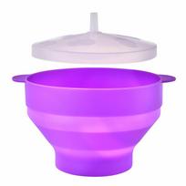 Silicone Popcorn Bowl with Lid Chips Fruit Dish Reusable DIY Popcorn Bucket  Kitchen Gadgets Small violetinė
