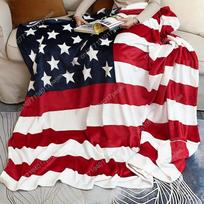 Amerikos vėliavos rašto flanelinis pledas - Puikiai tinka lovai, sofai, foteliui, stovyklavimui, svetainei. Individualūs pledai 75cmx90cm black