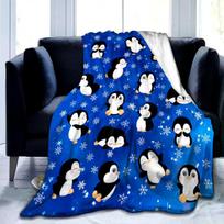 Pingvinų pledas flanelinis minkštas mielas pingvinų pledas gyvūno pingvino dovanos dekoras mergaitėms 75x90cm blue