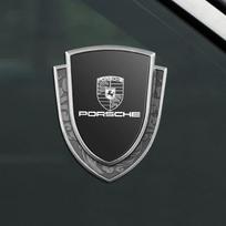 Metaliniai 3D automobilio šoninių kėbulo emblemų lipdukai Porsche Cayenne Panamera Macan 911 718 Taycan Cayman Automobilio išorės priedai