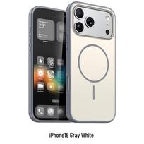 CAXITON Magnetic Phone Case for iPhone 16 pilkšvai balta