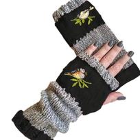 Spicy Girl Knitted Fingerless Gloves Soft Y2k Winter Mittens Cool Half Finger Gloves  Winder juoda