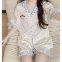 Women's pajamas set pajamas 2-piece set airy soft casual printed pajamas L balta