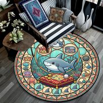 Ocean Adventure Round Area Rug Under Office Chairs Bedroom Living Room Home Decor 80cm x 80cm