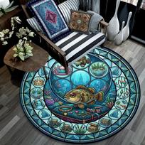 Underwater Adventure Round Area Rug Under Office Chairs Bedroom Living Room Home Decor 80cm x 80cm