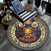 Musician Ram Icon Round Area Rug Under Office Chairs Bedroom Living Room Home Decor 80cm x 80cm
