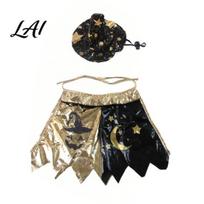 Comfortable Pet Costume Fabric 1 Set Halloween Cat Witch Costume Black Cape And Wizard Hat Moon Adjustable Cloak Star Pointed Hat for Cats B